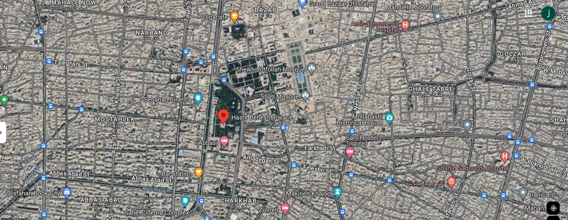 آدرس دقیق کاخ هشت بهشت اصفهان روی نقشه 125615
